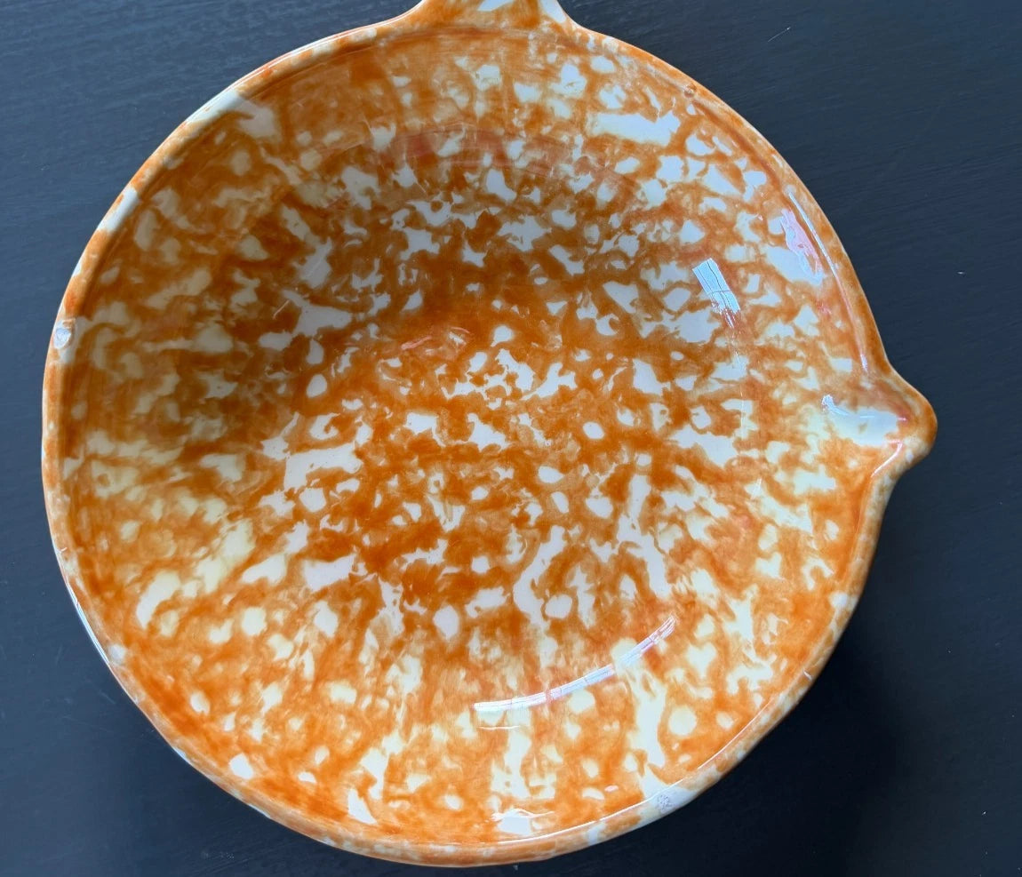Vintage Stangl Pottery Town & Country Orange Spongeware Skillet Clock Face 9x8.5