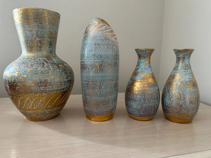 Lot of 4 Vintage Stangl Vases - Antique Gold Wash - Various Sizes