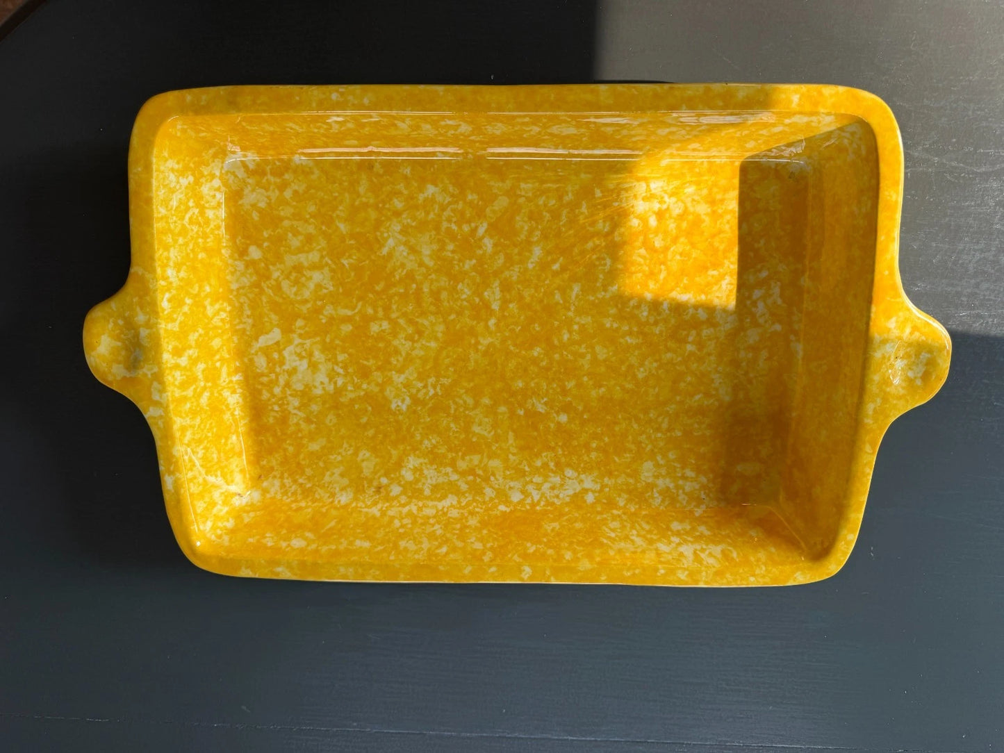 11x7 Oblong Stangl Caughley Yellow Spongewear Baking Dish Town & Country
