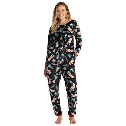 Rudolph Women's and Women's Plus Super Minky Union Suit Pajamas with Hood, XS-3X