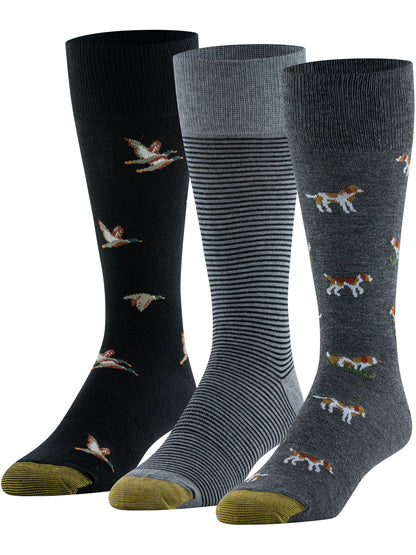 GoldToe Edition Mens Crew Socks Assorted, 3 Pack, 8-12