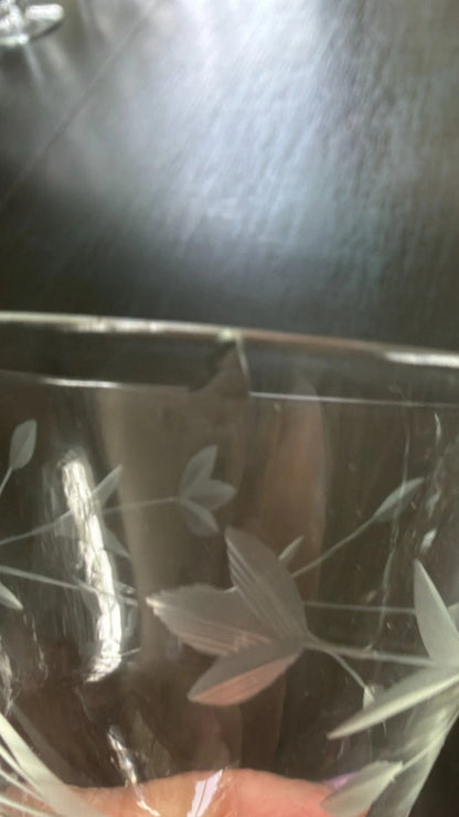 Vintage 6 Crystal Etched Wheat Martini Glasses