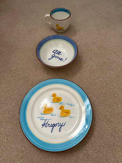 Rare Stangl Little Quackers Duck Set - Cup, Bowl & Plate - All mine/All gone