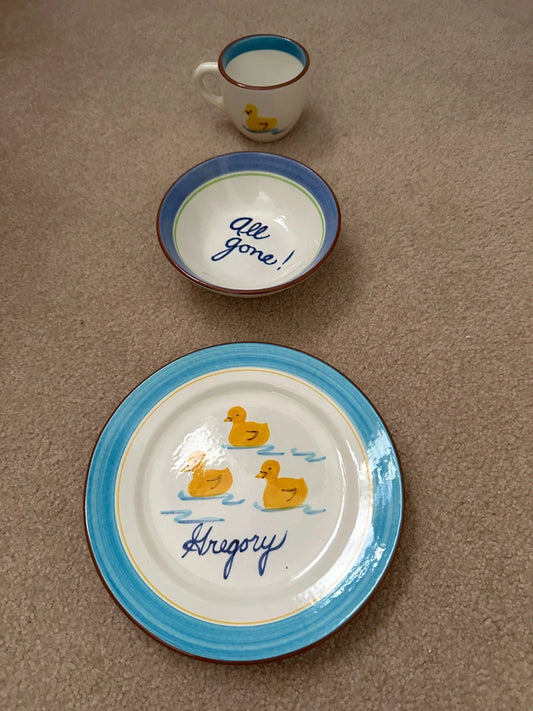 Rare Stangl Little Quackers Duck Set - Cup, Bowl & Plate - All mine/All gone