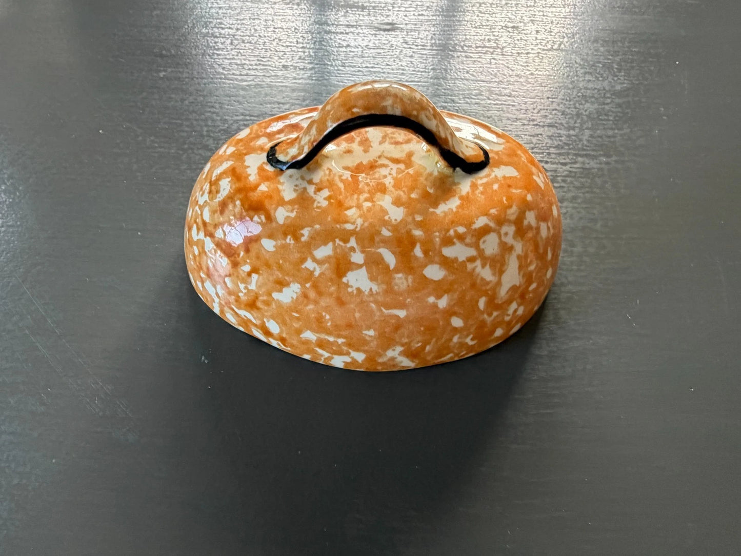 Stangl Oval Covered Butter Dish Lid - Town & Country Orange Spongeware