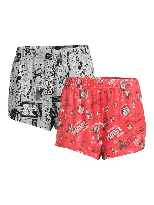 Disney Women's Mickey & Minnie Mouse Print Sleep Shorts, 2-Pack, Small