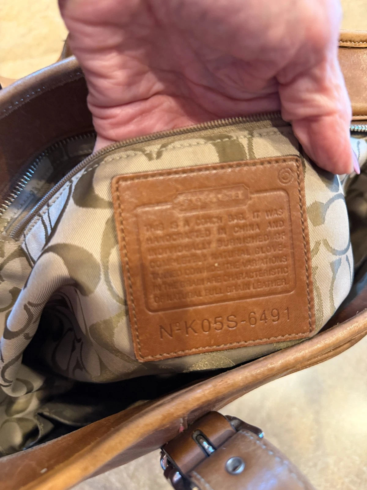 Vintage COACH Hampton Brown Leather Gallery Tote Bag Handbag Carryall USED