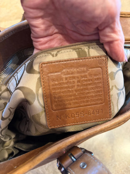 Vintage COACH Hampton Brown Leather Gallery Tote Bag Handbag Carryall USED