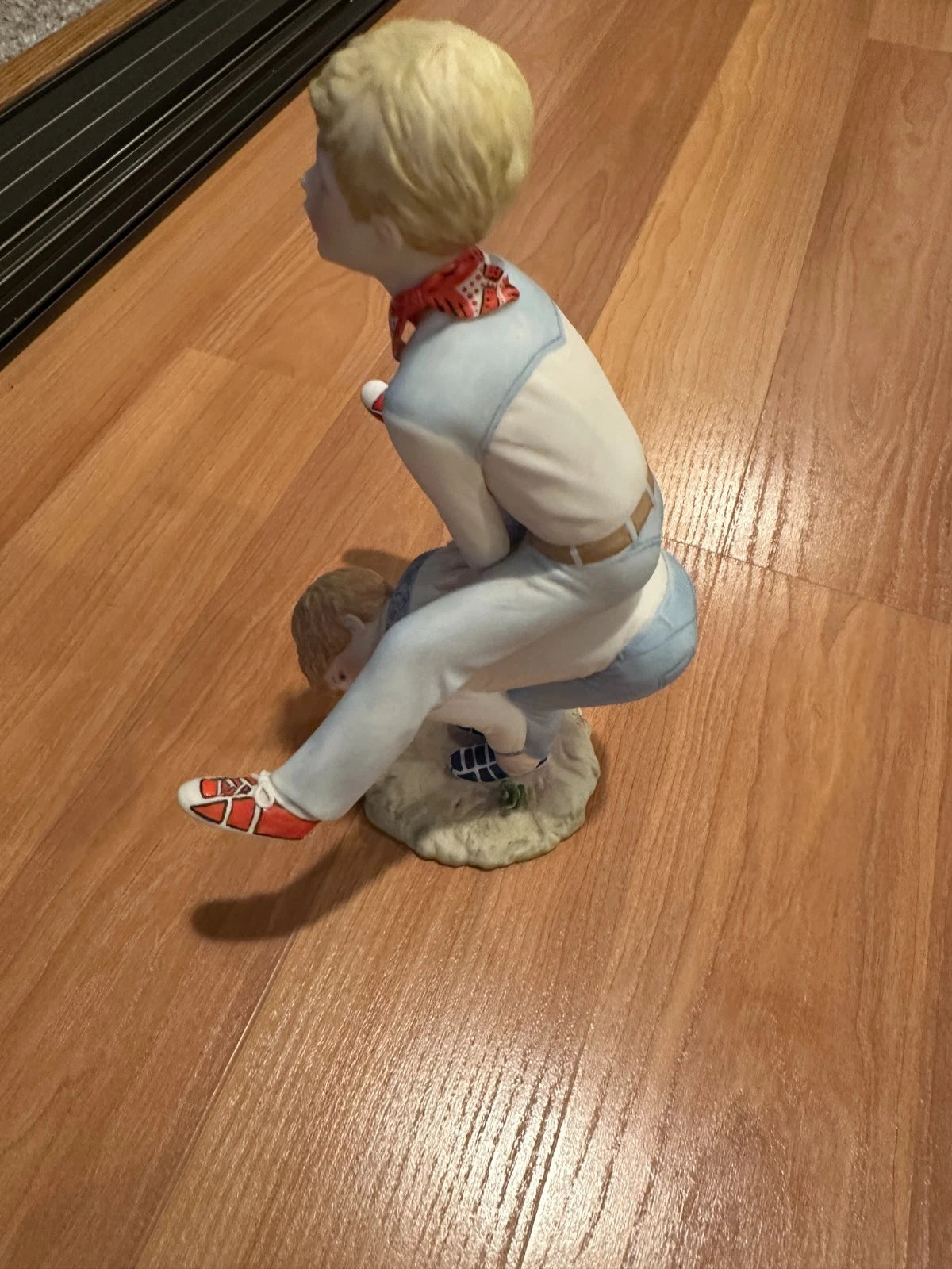 VINTAGE CYBIS PORCELAIN FIGURE GROUP SKIPPER & JENS, BOYS PLAYING LEAPFROG 1977