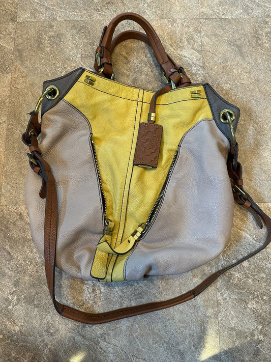 OrYany Handbag Victoria Dove Colorblock Pebble Grain Leather Bag Crossbody Hobo