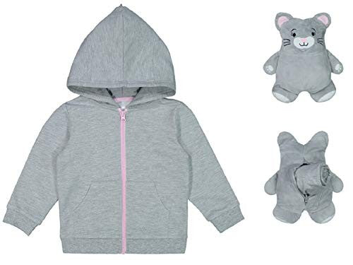 Wonder Nation Unisex Hoodie with Packable Plush Critter - Mouse, 2t