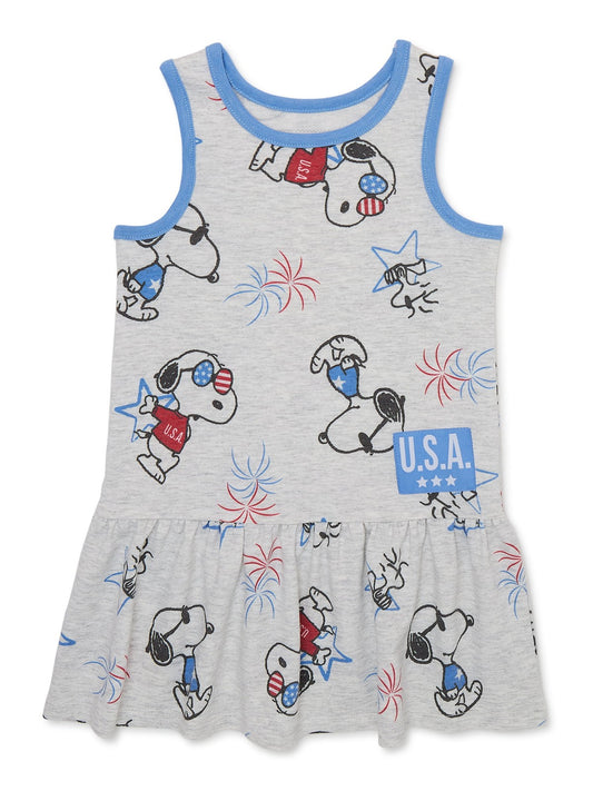 Peanuts Snoopy Toddler Girl Americana Sleeveless Dress, 5T