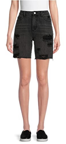 No Boundaries Junior's Black Wash 90's Boyfriend Shorts - 5