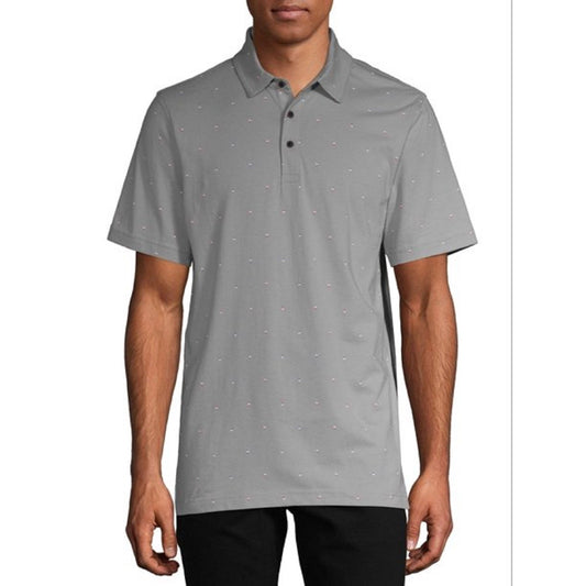 George Men's All Over Print Jersey Polo Shirt - Silver, 3x