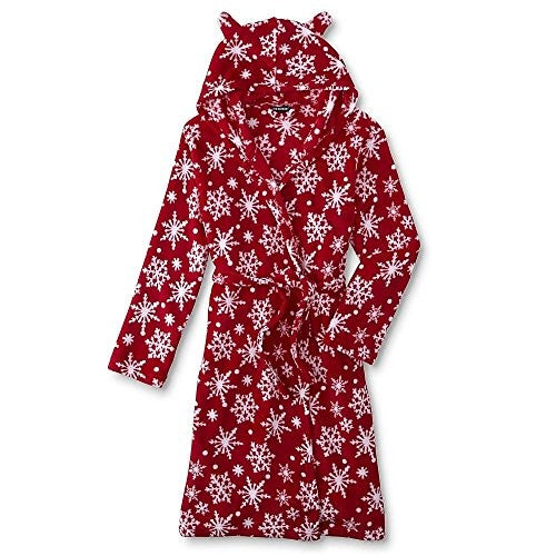 Joe Boxer Girls' Plush Fleece Snowflake Hooded Robe Pajamas