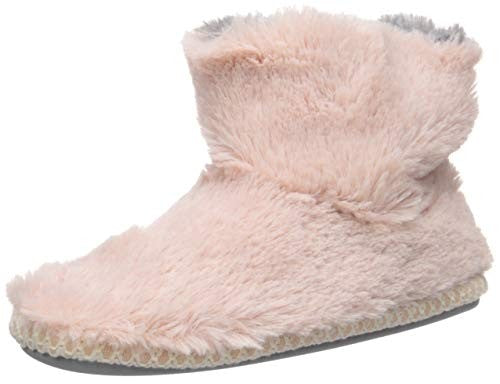 D&F Unisex-Kid's DF Fluffy Pile Bootie Slipper, Dusty Pink, 9-10