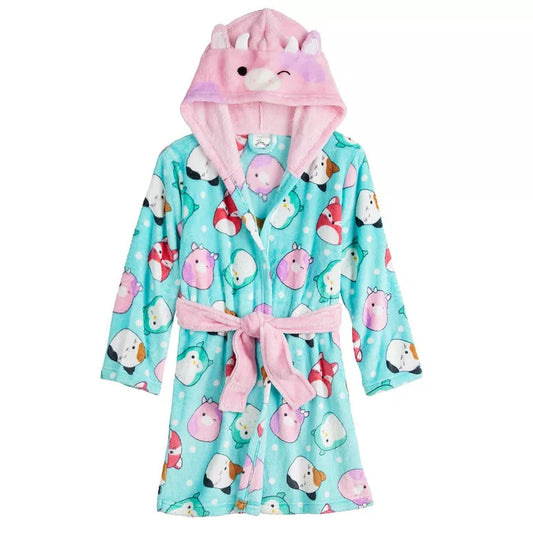 Squishmallows Patty the Cow Fleece Bathrobe Hooded Robe, Size 6