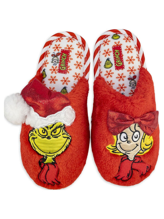 Dr. Seuss Family Grinch Slippers, Red, 13-1