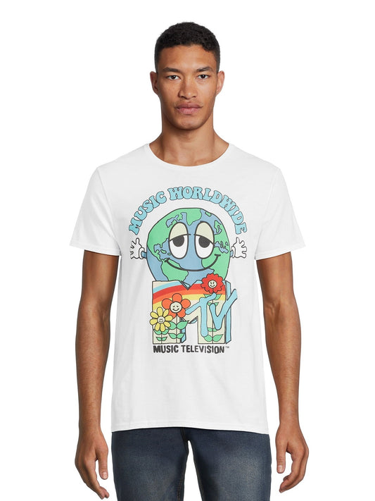 MTV Music Worldwide Men's and Big Men's Graphic Tee, 2XL