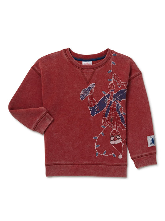 Spider-Man Baby and Toddler Boys Festive Crewneck Sweatshirt, 12M
