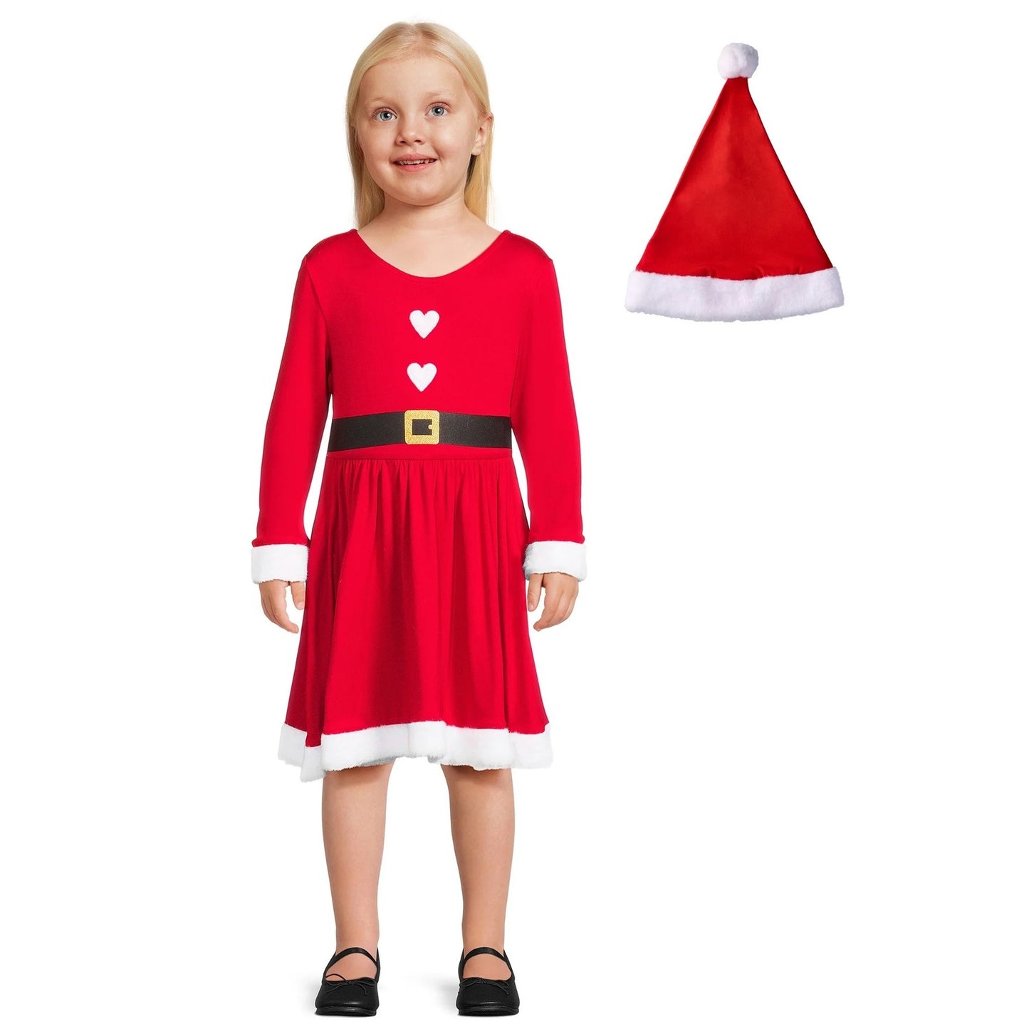 Holiday Times Toddler Girls Santa Dress with Hat, 2-Piece, Santa, 18M