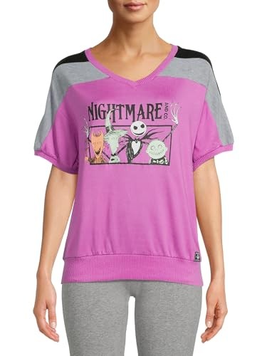 Nightmare before Christmas Disney's Women's Graphic Sleep Tee, Medium Multicolor