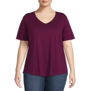 Women's Plus Size Short Sleeve Core V-Neck Tee New