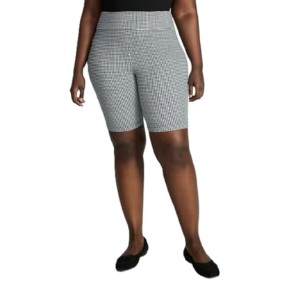 Terra & Sky Women's Plus Size Bike Shorts, Black Checkered Sizes 0X-5X