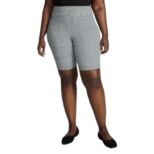 Terra & Sky Women's Plus Size Bike Shorts, Black Checkered Sizes 0X-5X