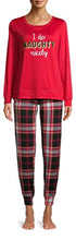 Load image into Gallery viewer, Treasures Womens 2pc Pamama Set - Fair Isle Gnome Santa Baby Lighten UP Naughty Nicely
