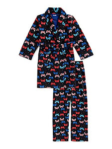Boys 3 Pc Graphic Tee, Pants & Robe Pajama Set - Dinosaur Game Over