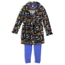 Load image into Gallery viewer, Boys 3 Pc Graphic Tee, Pants &amp; Robe Pajama Set - Dinosaur Game Over
