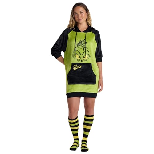 The Grinch Dr. Seuss Women's Sleep Hoodie Lounger with Socks, 2-Piece, Sizes XS-3X