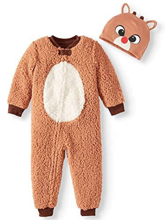 Rudolph Red Nosed Reindeer Matching Family Union Suit Pajamas (9M)