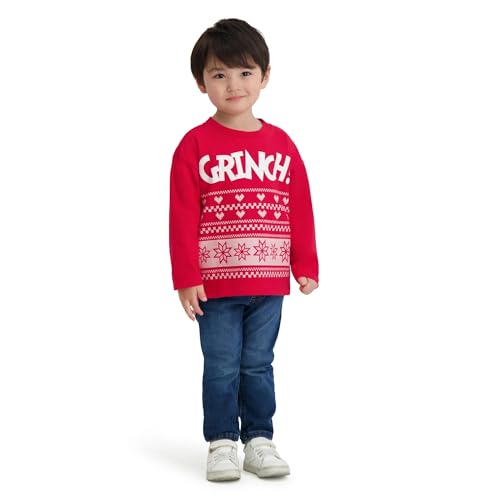 The Grinch Dr. Seuss Christmas Toddler Unisex Red Long Sleeve T-Shirt, 2T-5T
