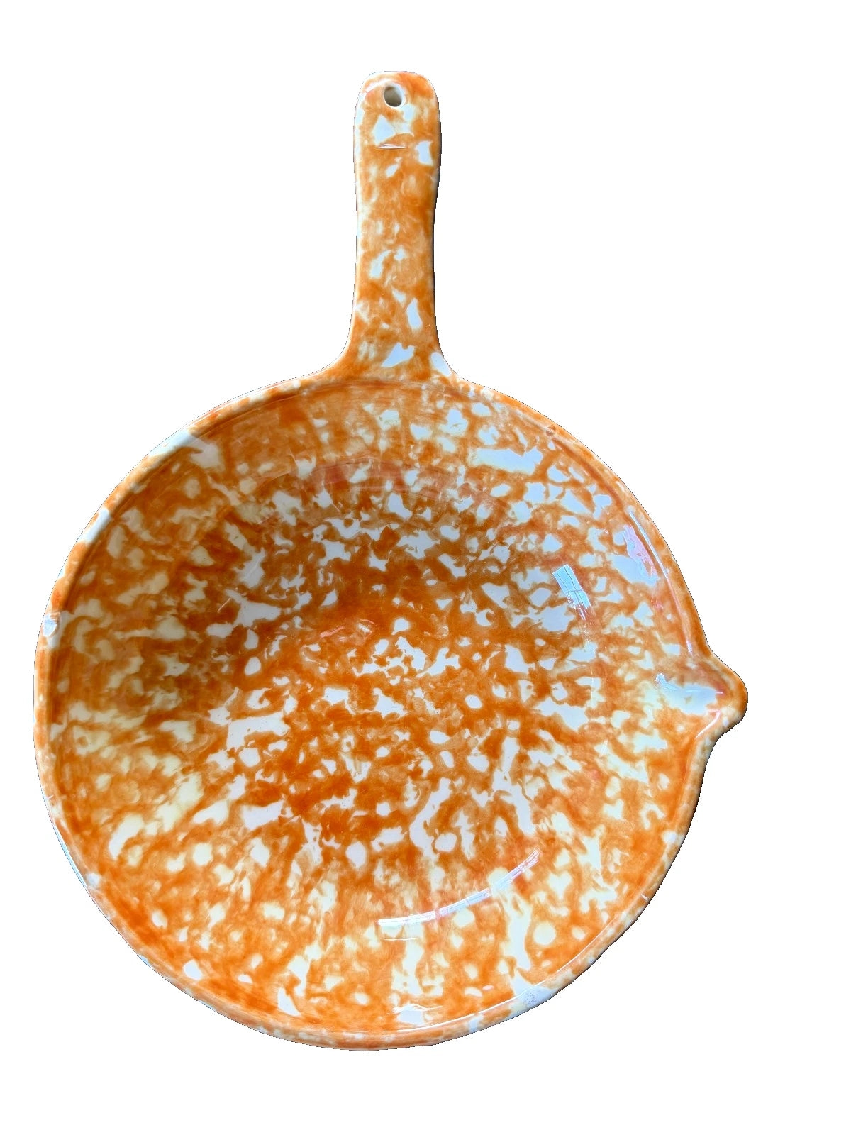 Vintage Stangl Pottery Town & Country Orange Spongeware Skillet Clock Face 9x8.5