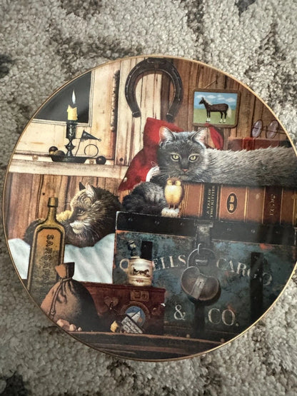 Bradford Exchange Purr-Fect Pairs Kitty Cargo Cat Plates /Hanger