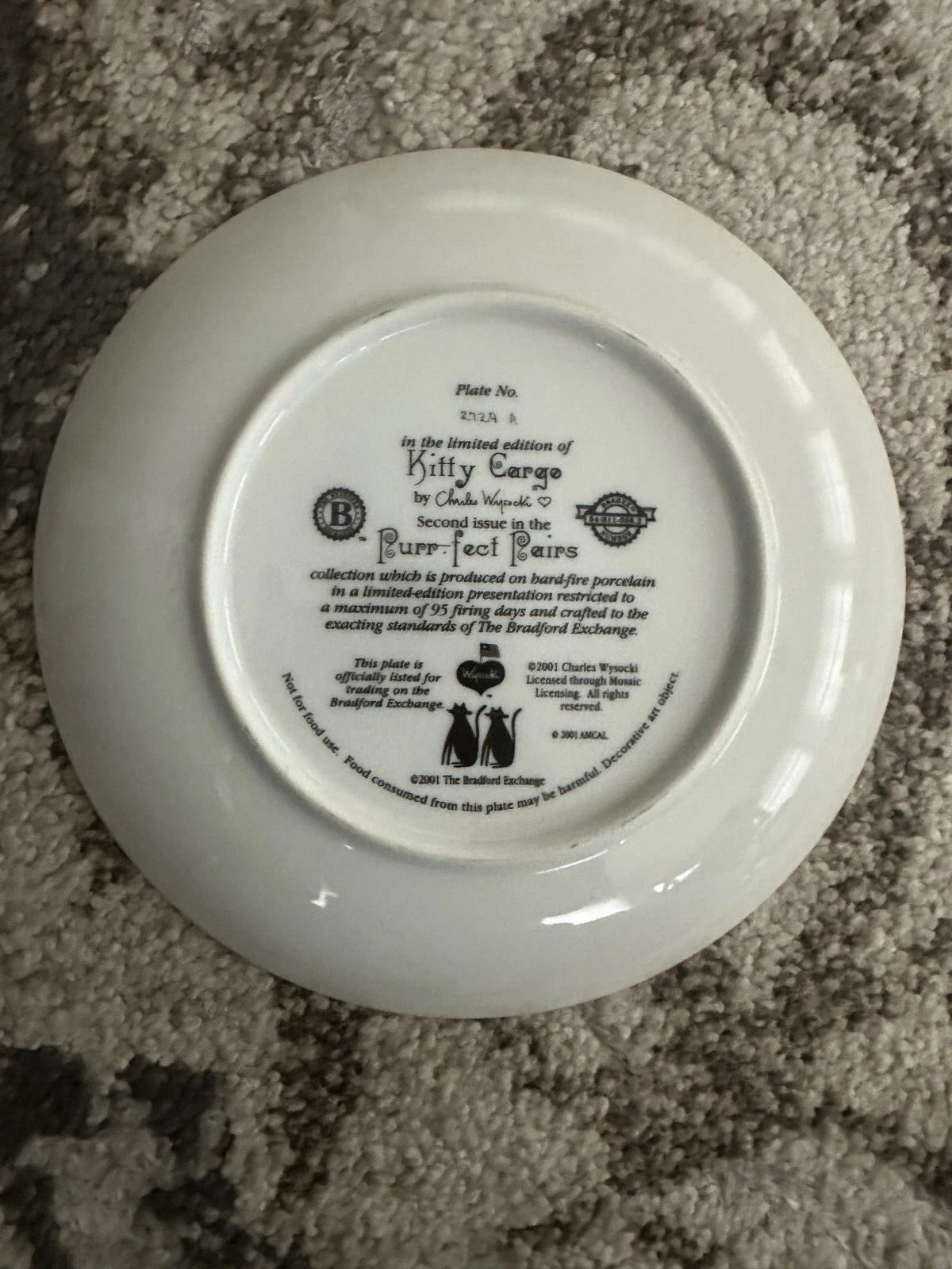 Bradford Exchange Purr-Fect Pairs Kitty Cargo Cat Plates /Hanger