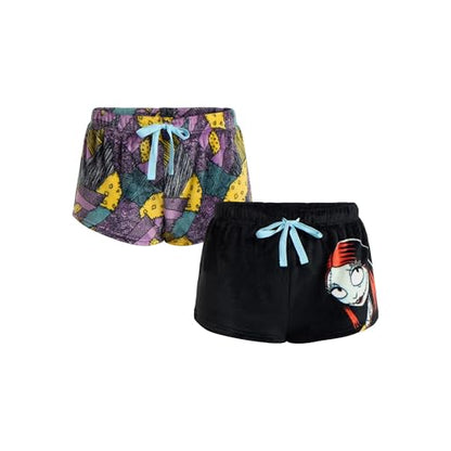 Disney Women's Nightmare Before Christmas Minky Sleep Shorts, 2-Pack, Jack/Sally, XS-3X