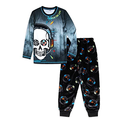 Wonder Nation Boys 2 Pc Gamer for Life Pajamas (as1, Alpha, s, Regular, Small) Black