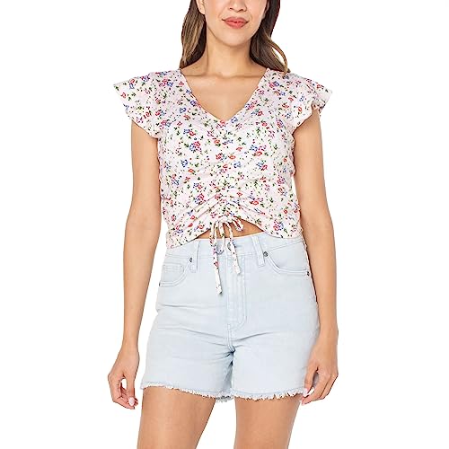 Celebrity Pink Women's Floral Ruched Front Top - Small - XL