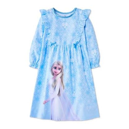 Disney Frozen Toddler Girls' Granny Flannel Night Gown - Elsa & Anna, Sisters, 2T-5T