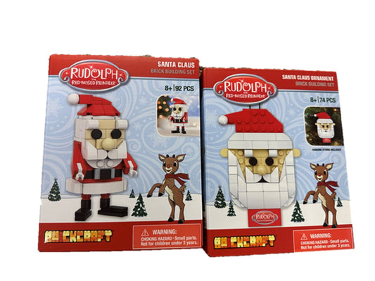 Lot of 2 Brickcraft Ornament Brick Building Kit - Santa Hanging Ornament and Santa Standing