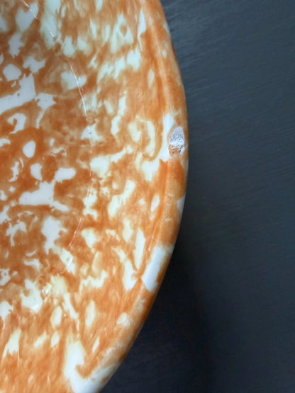 Vintage Stangl Pottery Town & Country Orange Spongeware Skillet Clock Face 9x8.5