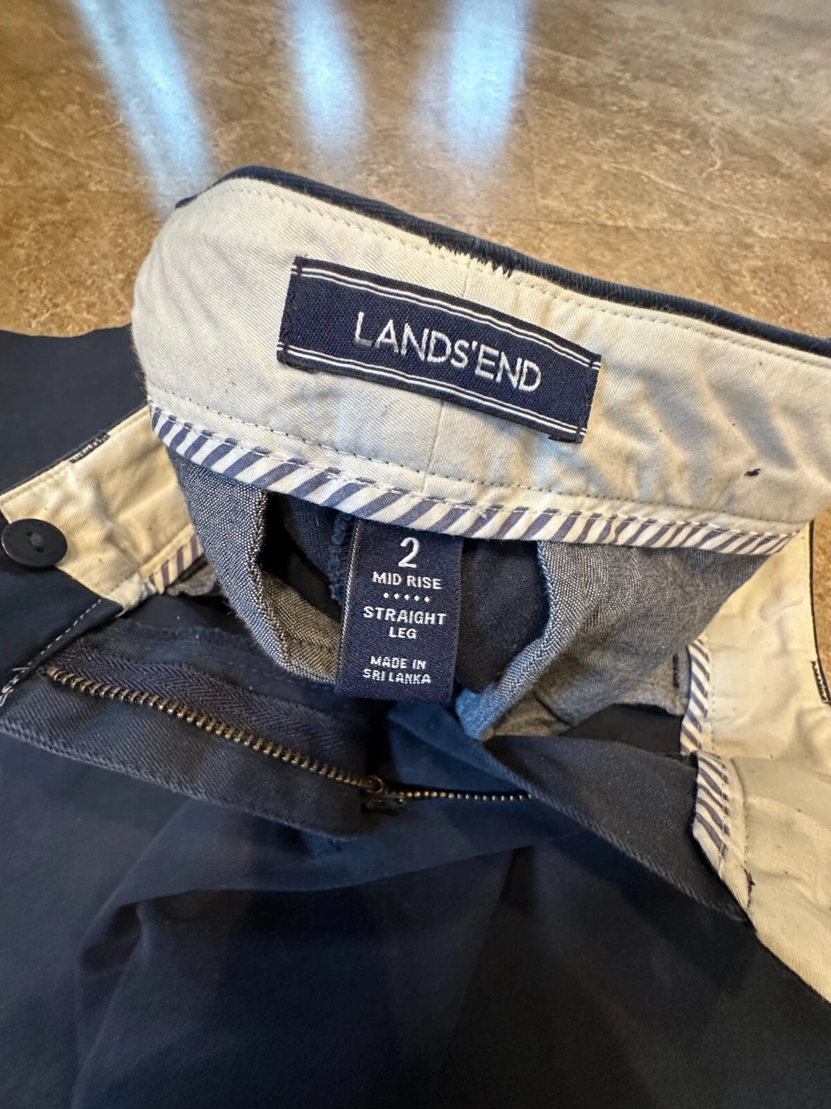 Lands' End Womens Dark Blue Mid Rise Straight Leg Pants - Size 2