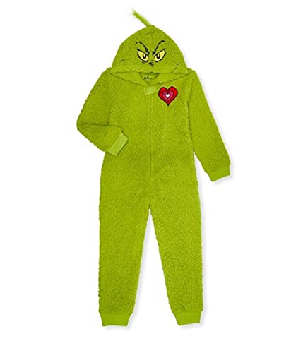 The Grinch Unisex Kids Christmas Matching Family Pajamas Union Suit, Size X-Large (14/16) Green