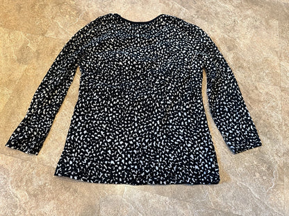 Charter Club Black & White Speckled Lined Top Size Small