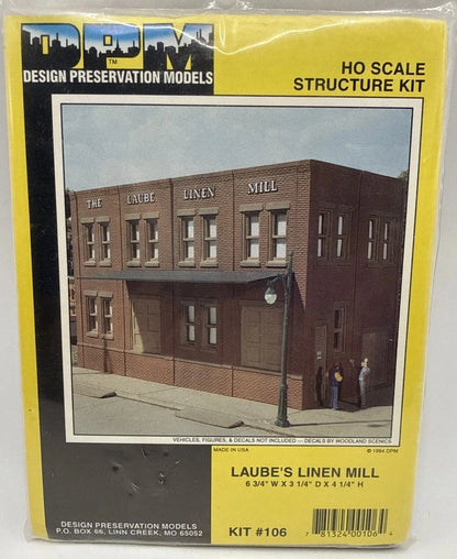HO Scale Design Preservation Models Laube's Linen Mill Building Kit #106 BNIB