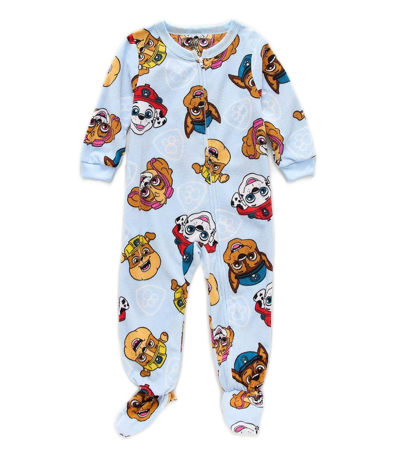 Paw Patrol Characters Toddler Boy's Blue Soft Fleece Footed Pajama Sleeper, Sizes 2T-5T