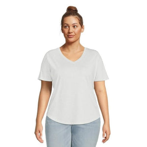 Women's Plus Size Short Sleeve Core V-Neck Tee New